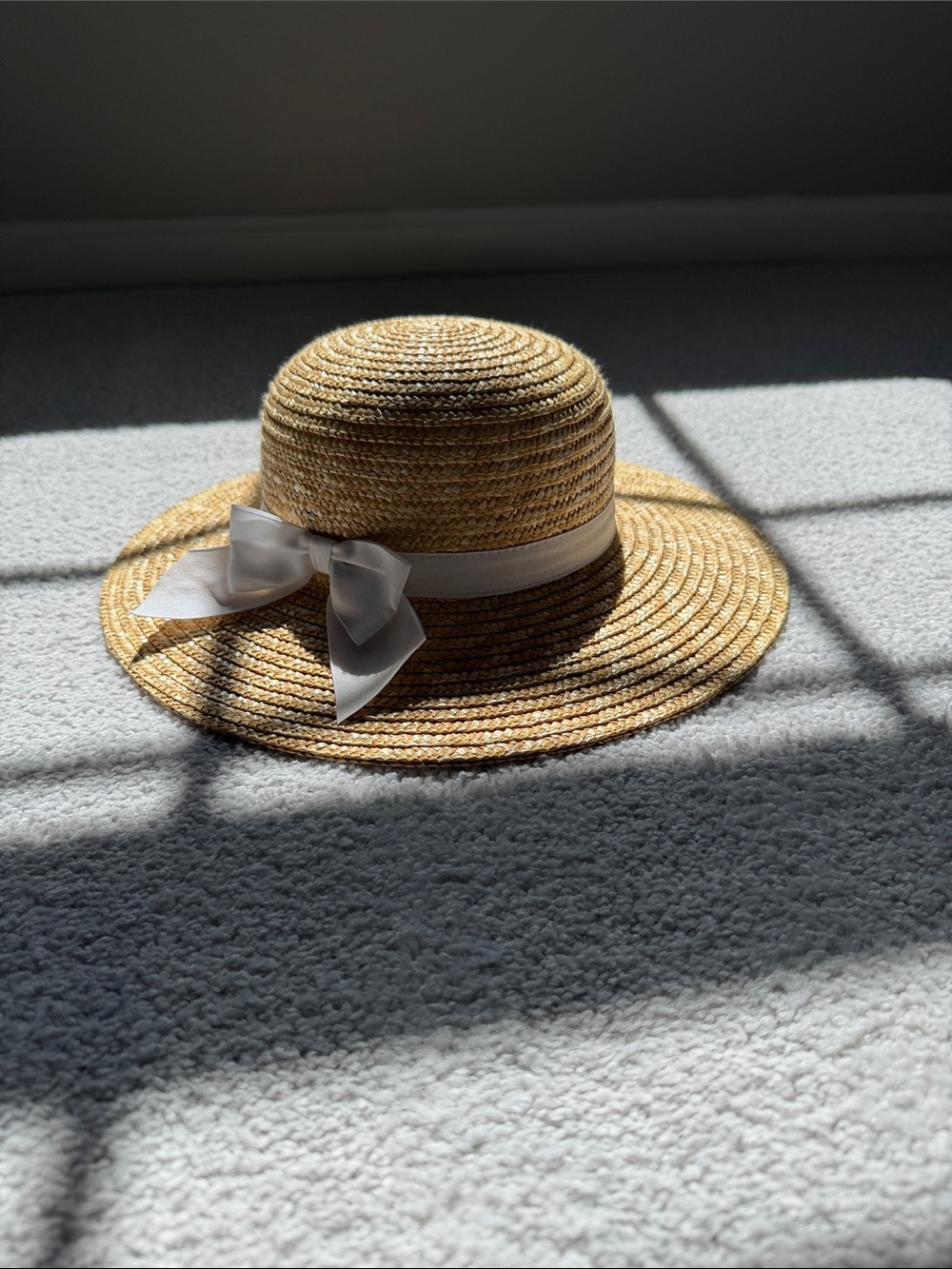 Janie and Jack Straw Sun Hat with White Bow